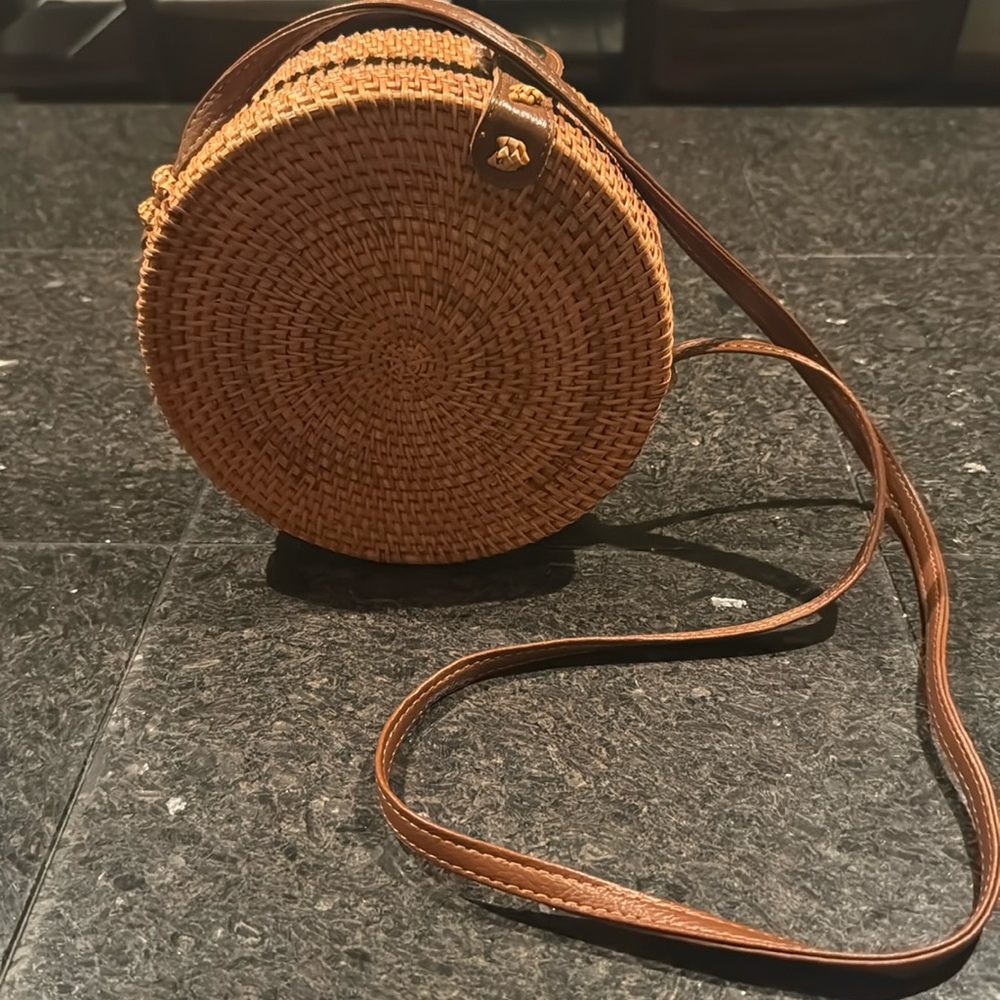 Handwoven Round Rattan Handbag